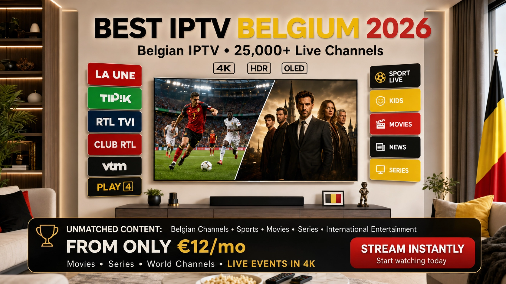Expérience IPTV Belgique sur un téléviseur moderne